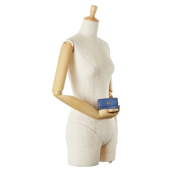 CHANEL Blue Leather Logo Wallet - Picture 13 of 13